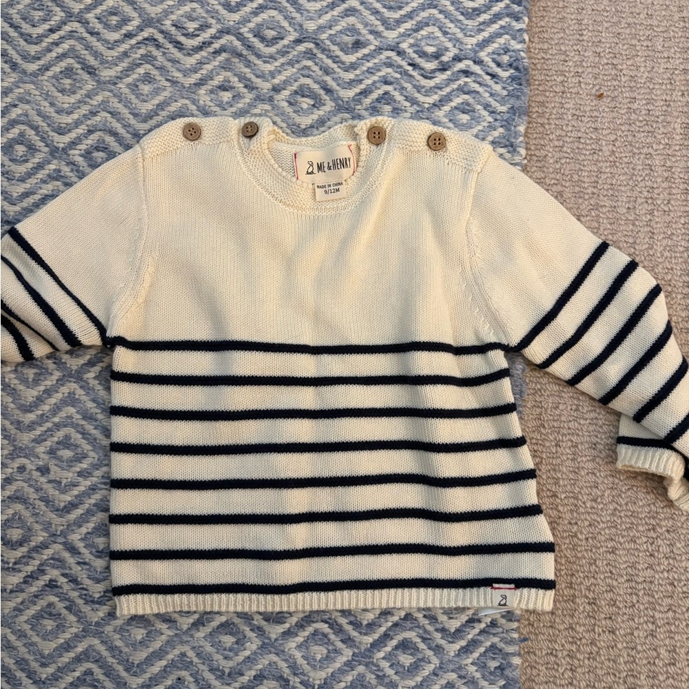 2MALBUNNY Striped Kids Sweater - Cream and Black